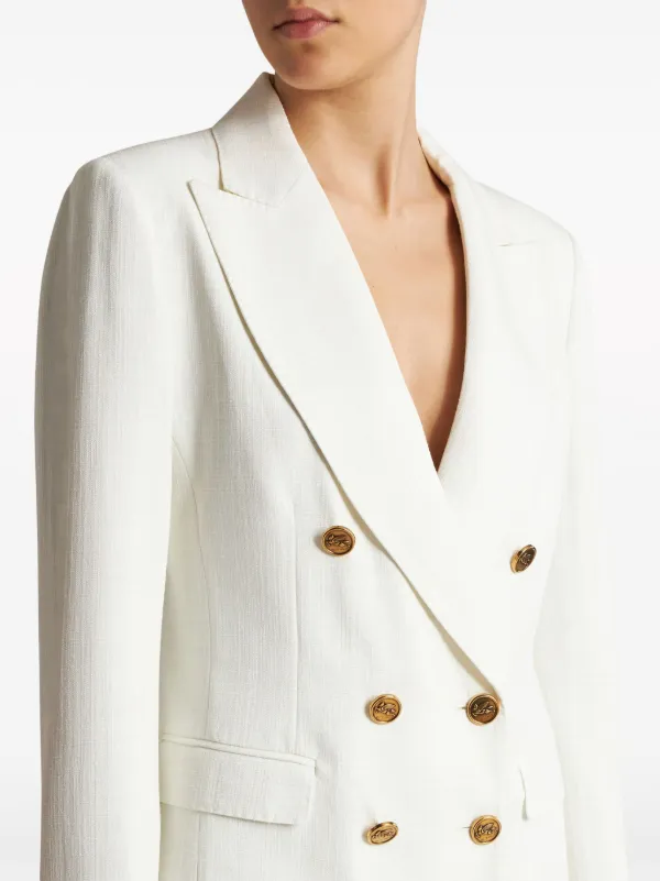【送料&関税込】Etro Slub-texture Double-breasted Tailored B ETRO slub-texture double-breasted Blazer | White | FARFETCH BH