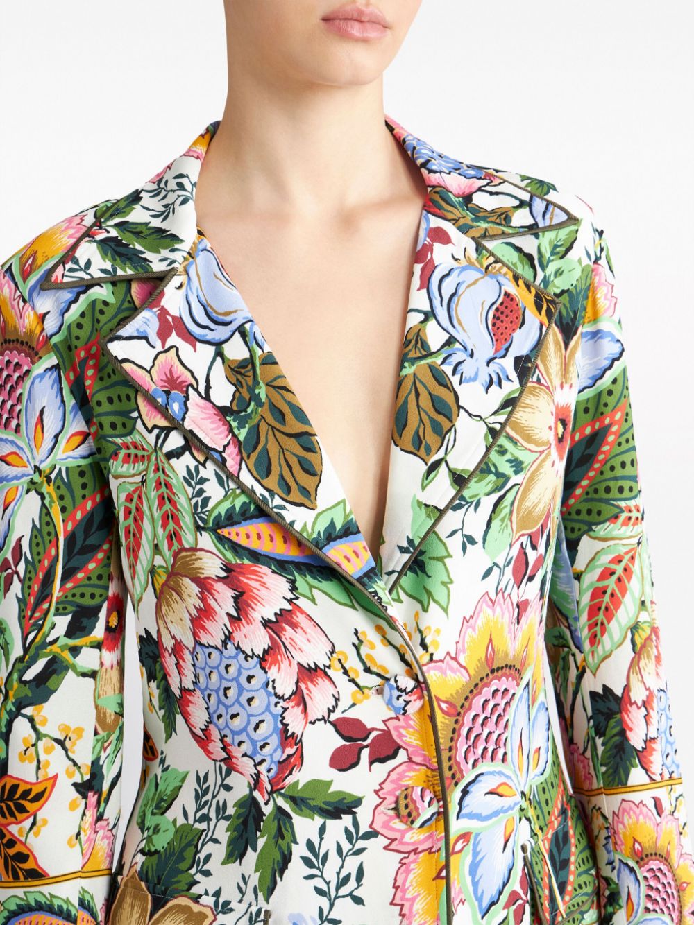 Shop Etro Floral-print Single-breasted Duster Coat In White