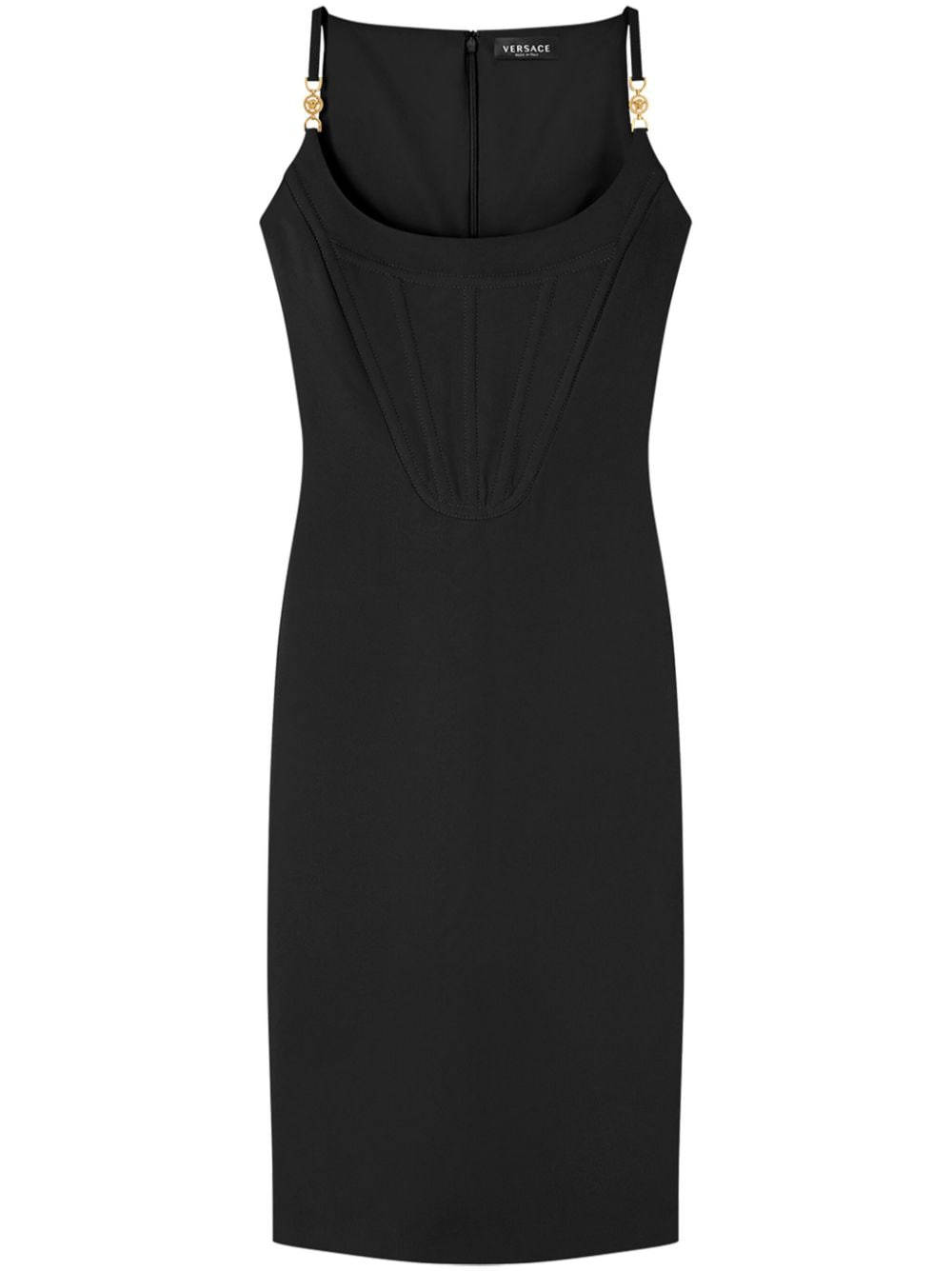 Versace Medusa-strap Corset-style Dress In Black