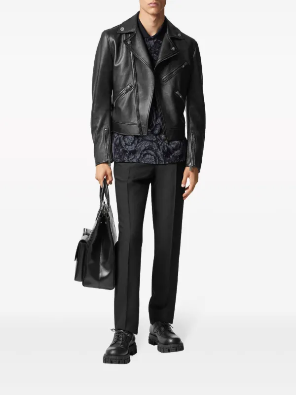 Versace leather hot sale biker jacket