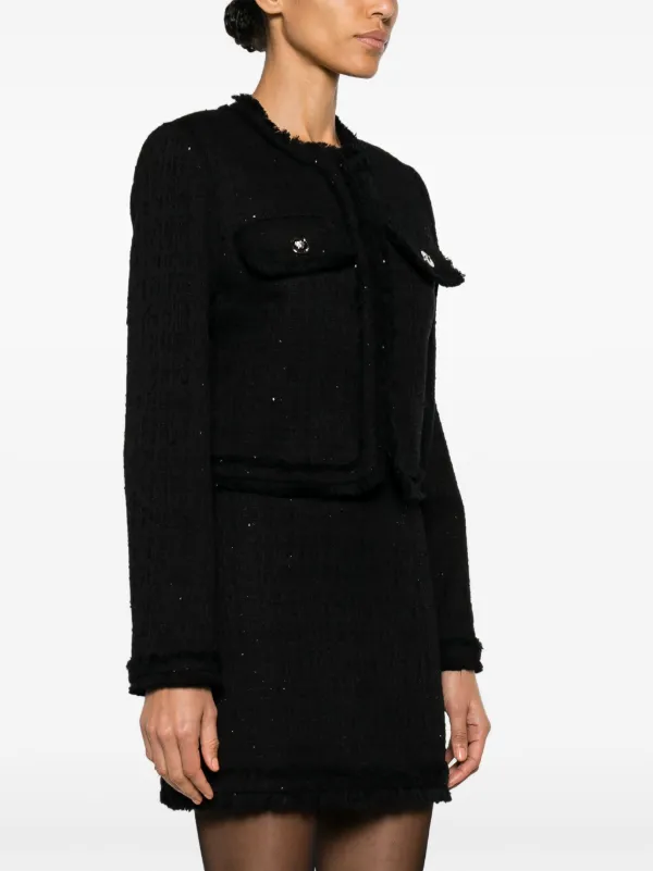 Versace sequin-embellished Tweed Jacket | Black | FARFETCH