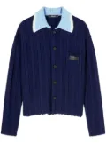 Versace contrasting collar knitted shirt - Blue