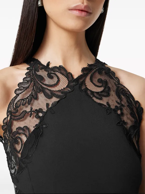 VERSACE バロッコ レース カウル ミニドレス ブラック Versace バロッコレーストリム ミニドレス | ブラック | FARFETCH JP