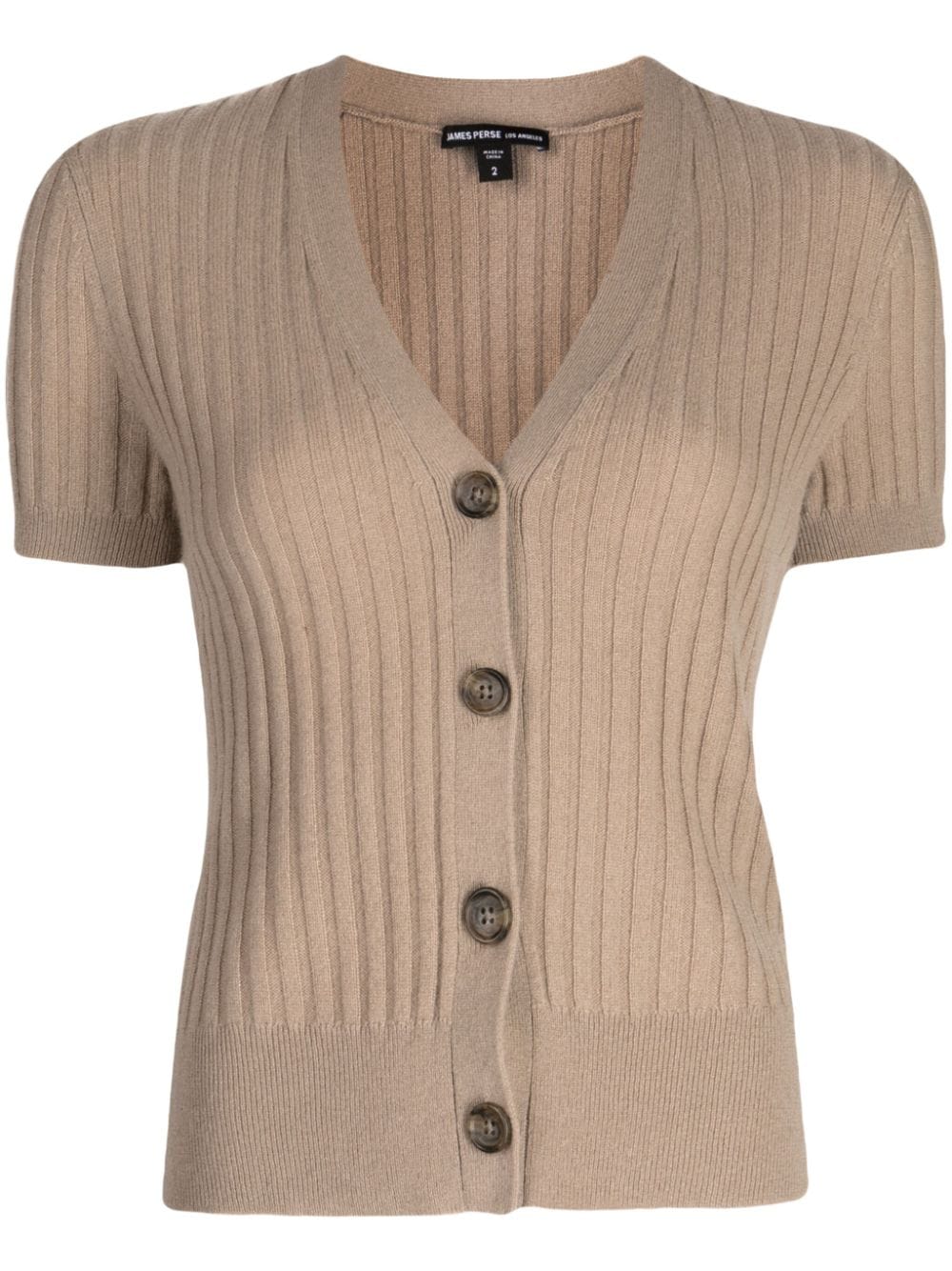 Shop James Perse Ribbed Cashmere Cardigan In Brown