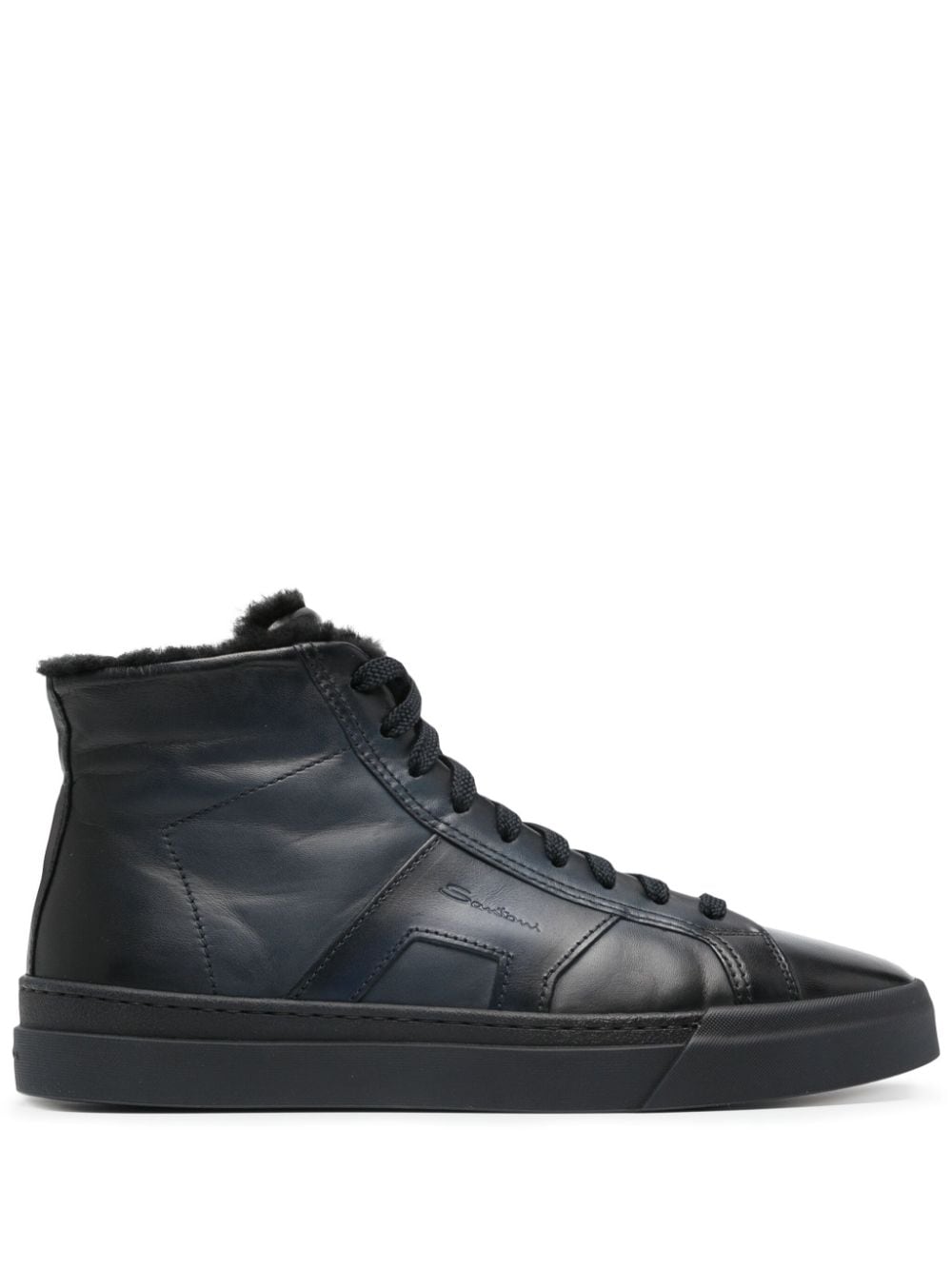 Santoni high-top leather sneakers Blue