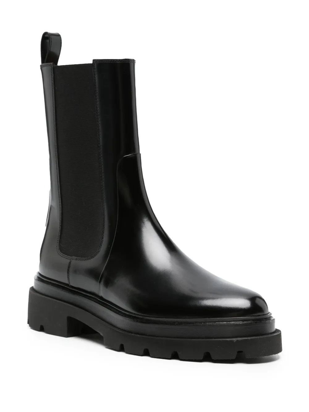 Santoni patent-leather Chelsea boots - Zwart