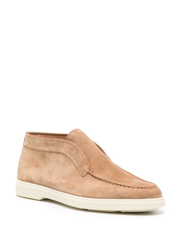 【関税&送料込】Santoni Sand Suede Yalta Loafers Santoni Suede Flat Loafers | Brown | FARFETCH