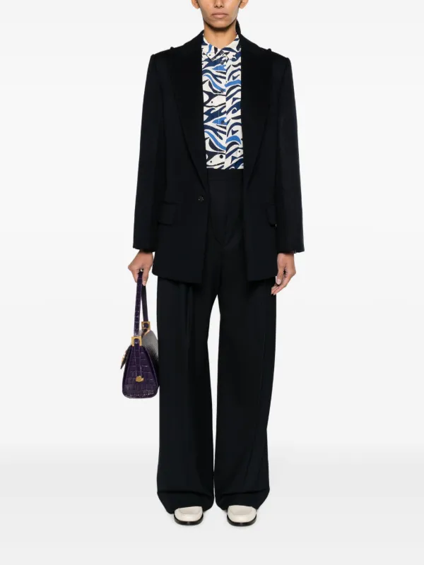 【Victoria Beckham】プリーツワイドレッグパンツ Victoria Beckham プリーツ ワイドパンツ | ブルー | FARFETCH JP