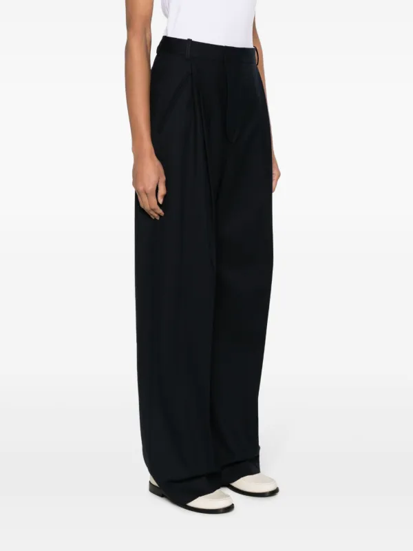 【Victoria Beckham】プリーツワイドレッグパンツ Victoria Beckham プリーツ ワイドパンツ | ブルー | FARFETCH JP