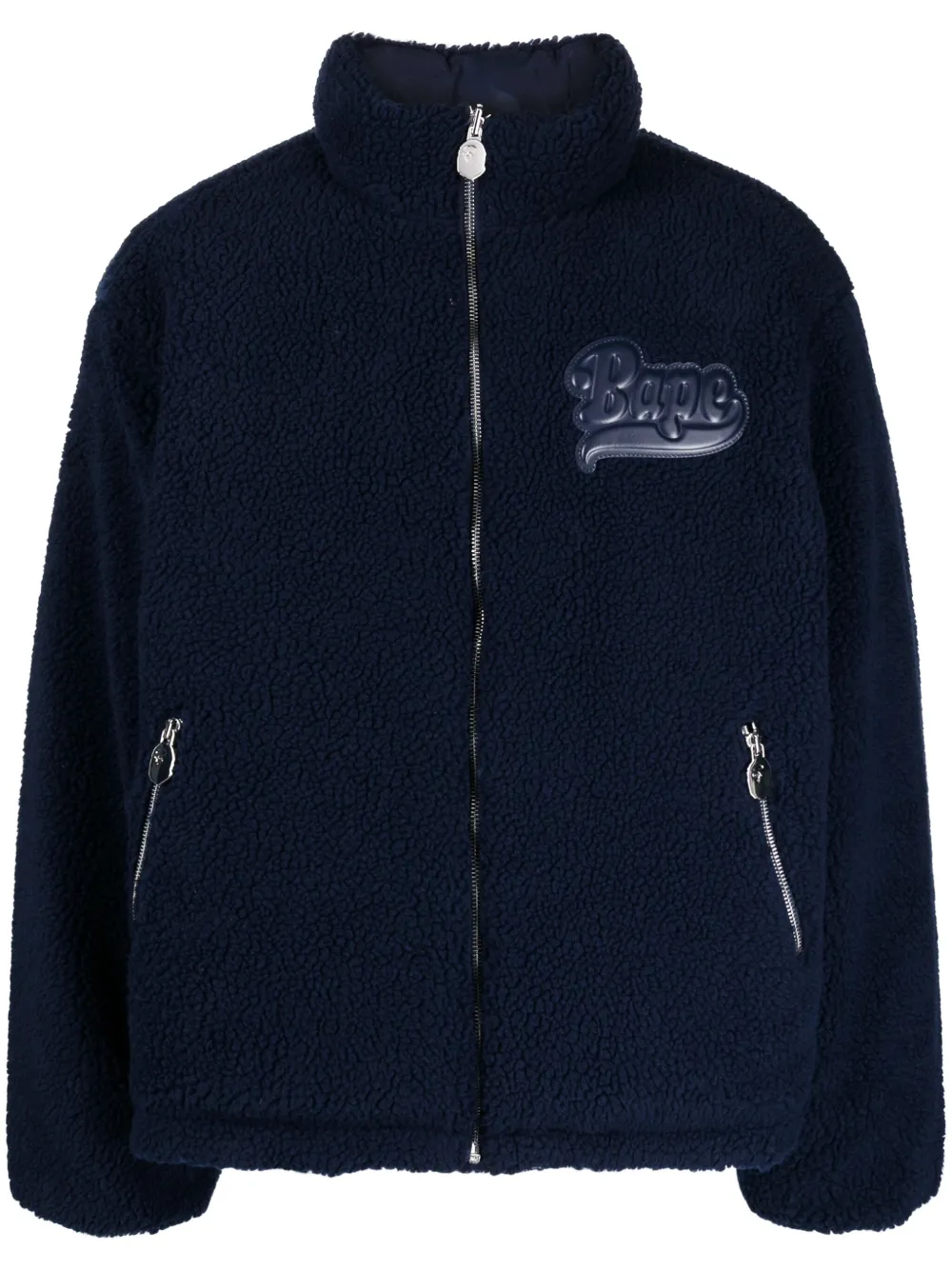 A Bathing Ape Logo-appliqué Fleece Jacket In Blue