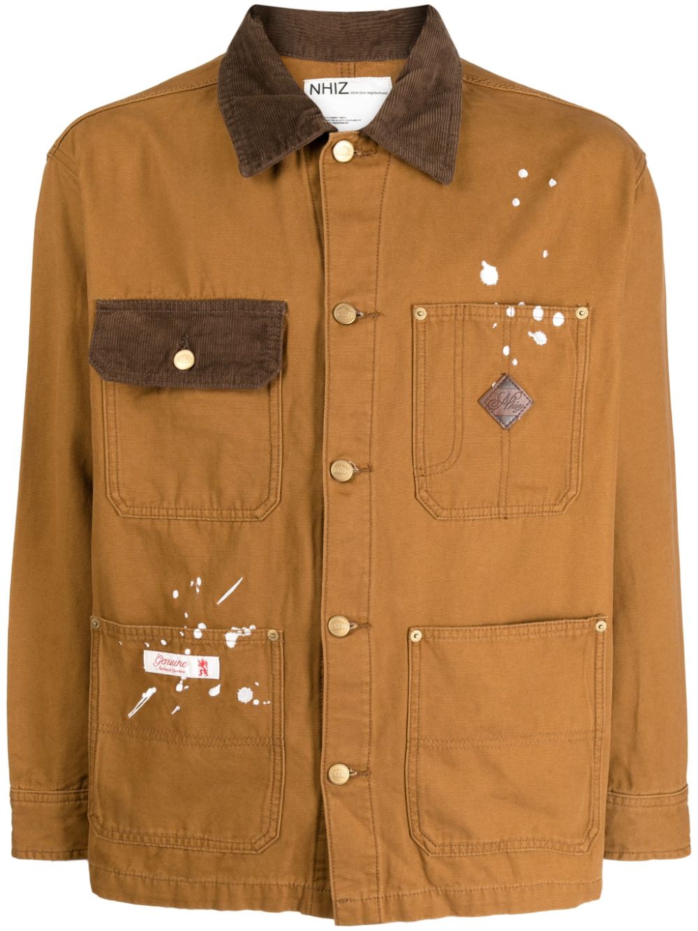 Izzue Logo-embroidered Cotton Shirt Jacket In Brown