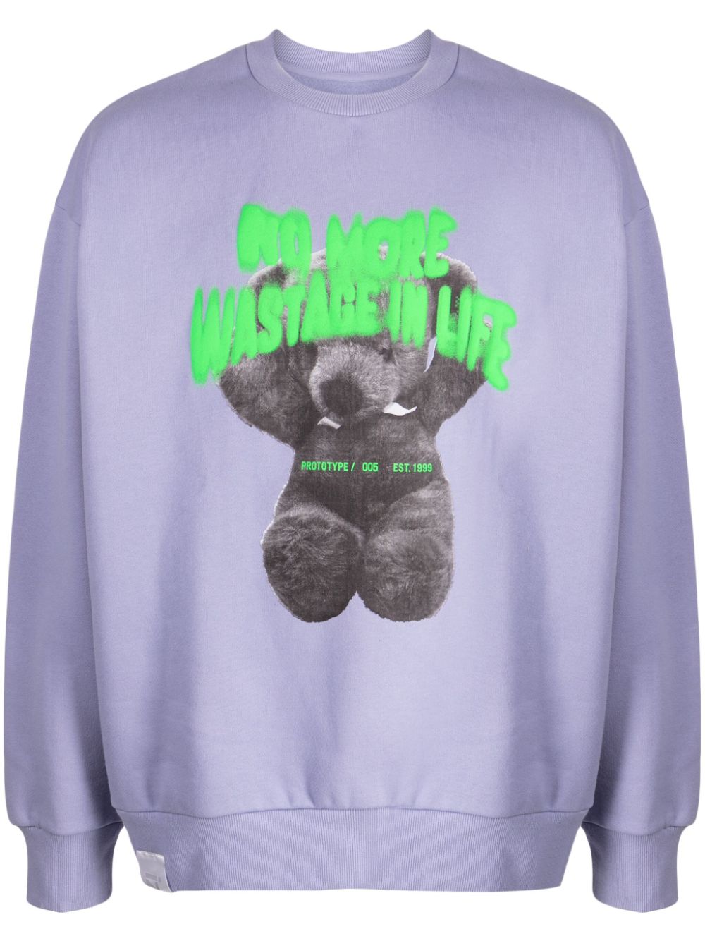 teddy bear-print jersey-texture sweatshirt