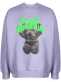 izzue teddy bear-print jersey-texture sweatshirt - Purple