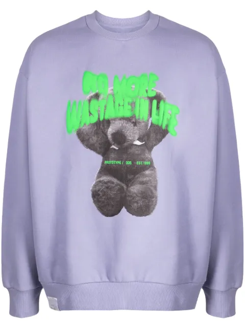 izzue teddy bear-print jersey-texture sweatshirt