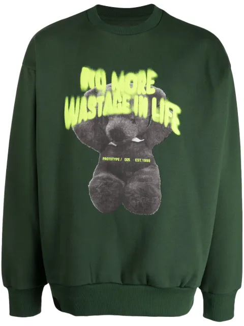 izzue teddy bear-print jersey-texture sweatshirt