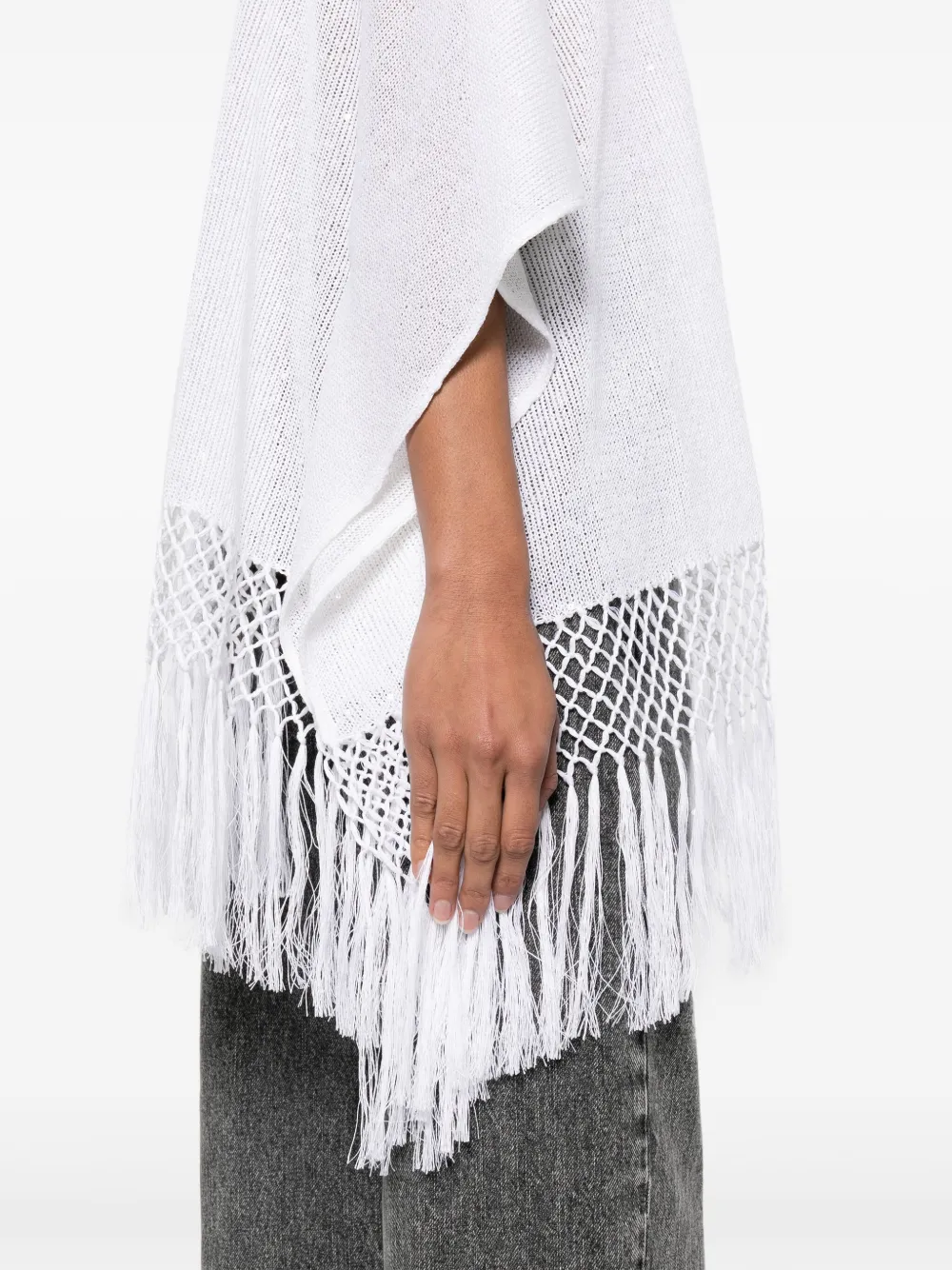 Brunello Cucinelli Asymmetric Fringed Jumper In White