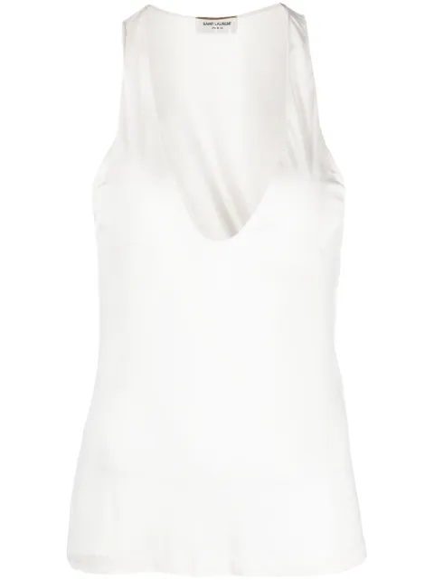 Saint Laurent plunging satin tank top