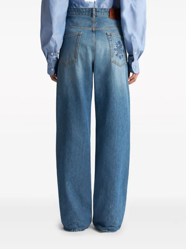 ETRO Pegaso-embroidered wide-leg Jeans | Blue | FARFETCH JO