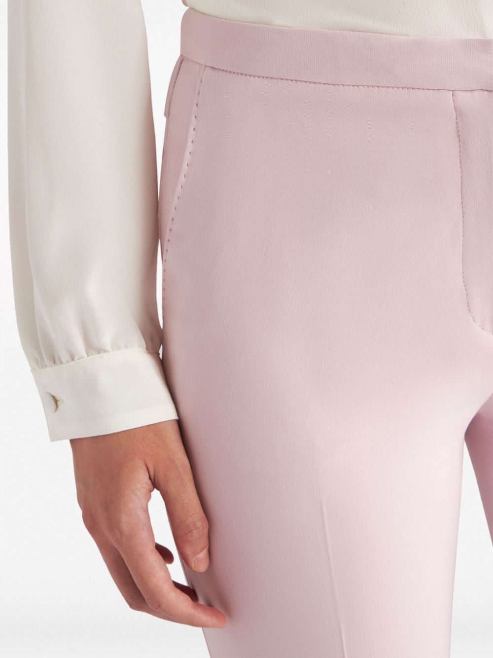 Shop Etro Tailored Cady Flared Trousers In Pink