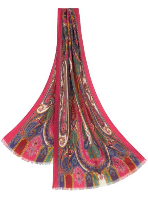 ETRO paisley-print frayed-edge cashmere-blend scarf Women