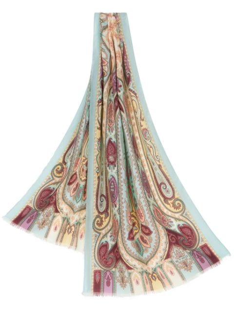 ETRO paisley-print frayed-edge cashmere-blend scarf
