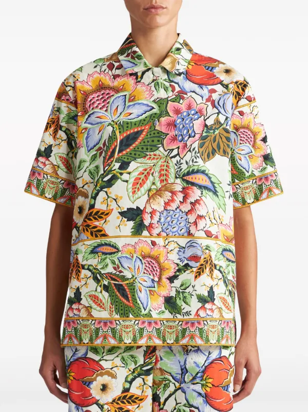ETRO floral-print Cotton Shirt | Neutrals | FARFETCH JO