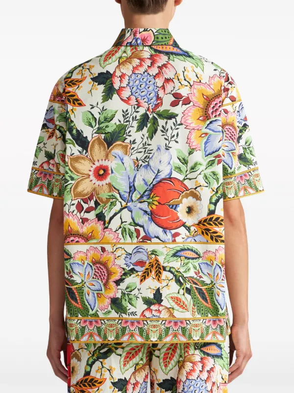 Tシャツ・カットソー ETRO SS23 FLOWER PRINT SHIRT (1K916_47800500) ETRO floral-print Cotton Shirt | Neutrals | FARFETCH JO