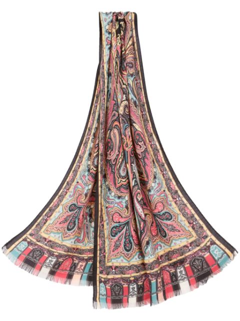 ETRO paisley-print frayed-edge cashmere-blend scarf Women