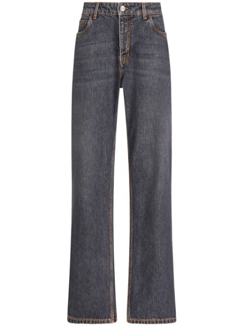 ETRO Pegaso-embroidered wide-leg jeans Women