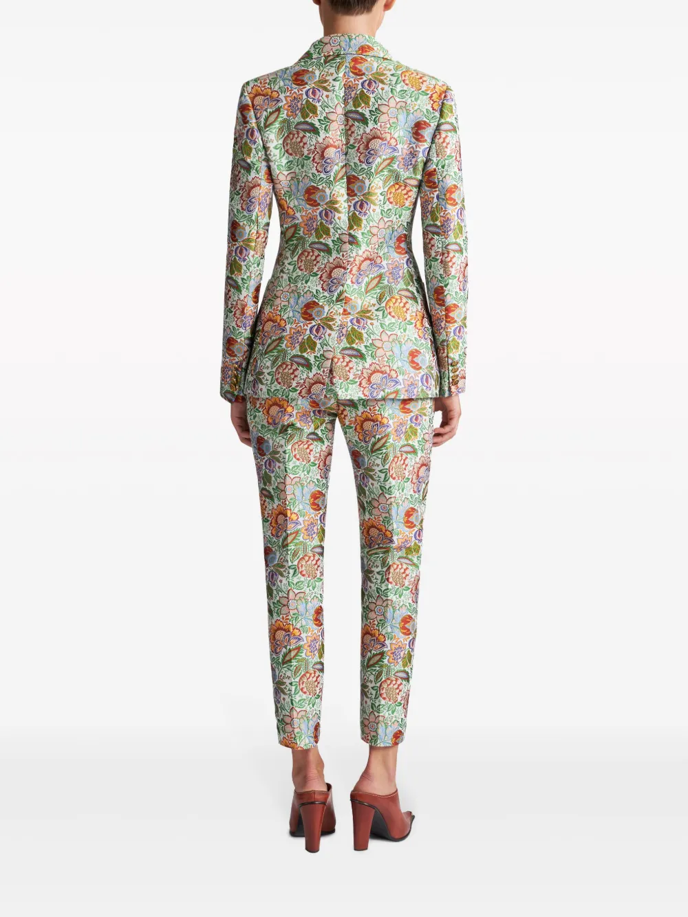 Shop Etro Floral-jacquard Single-breasted Blazer In White