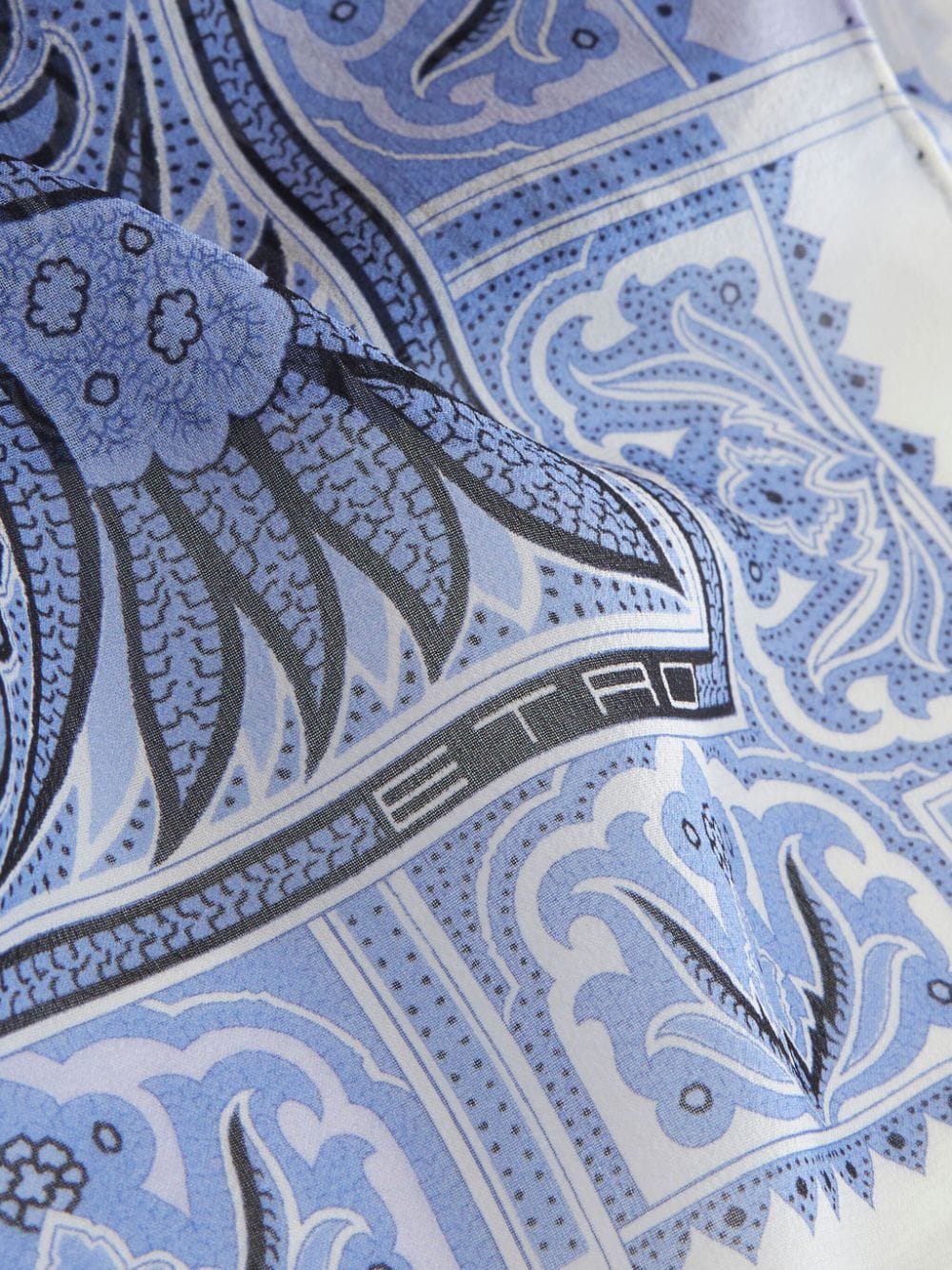 Shop Etro Paisley-print Silk Scarf In Blue