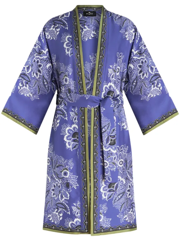 【送料&関税込】Etro Silk Kesa ETRO Kesa フローラル シルクローブ | パープル | FARFETCH JP