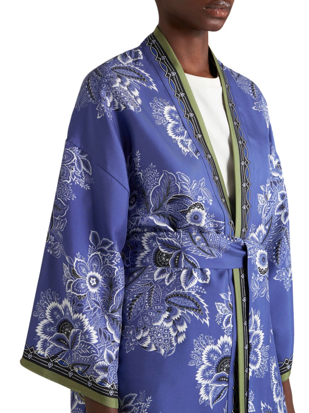 Shop Etro Kesa Floral-print Silk Robe In Purple