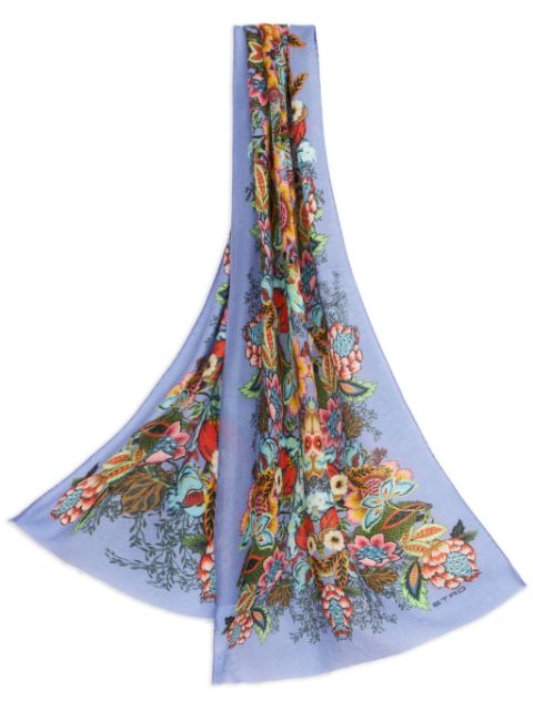 ETRO Bouquet-print fringed scarf Women