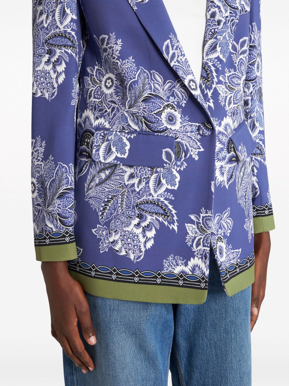 Shop Etro Floral-print Single-breasted Blazer In Purple