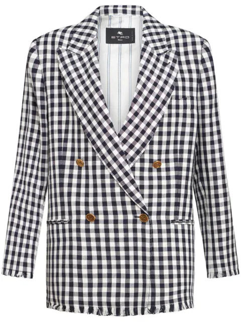 ETRO gingham-print double-breasted blazer