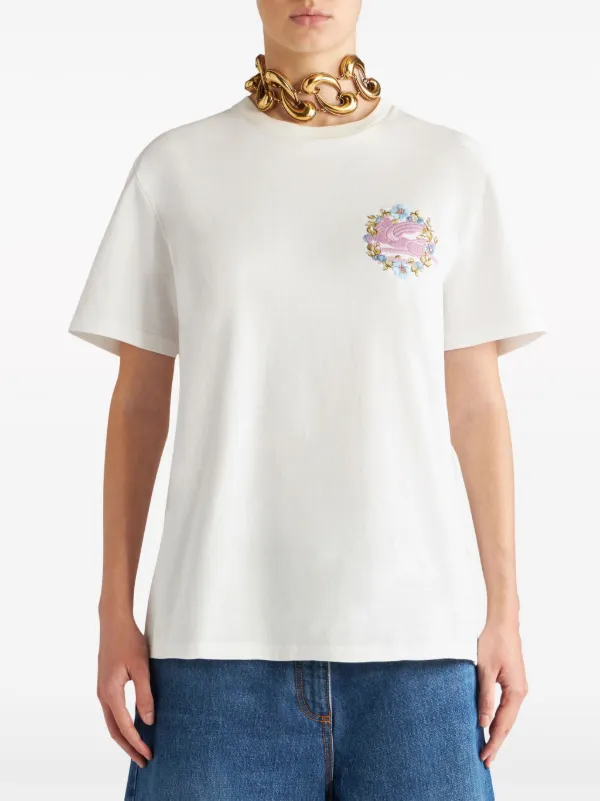ETRO Pegaso-embroidered Cotton T-shirt | White | FARFETCH
