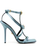 Versace Gianni ribbon satin caged sandals - Blue