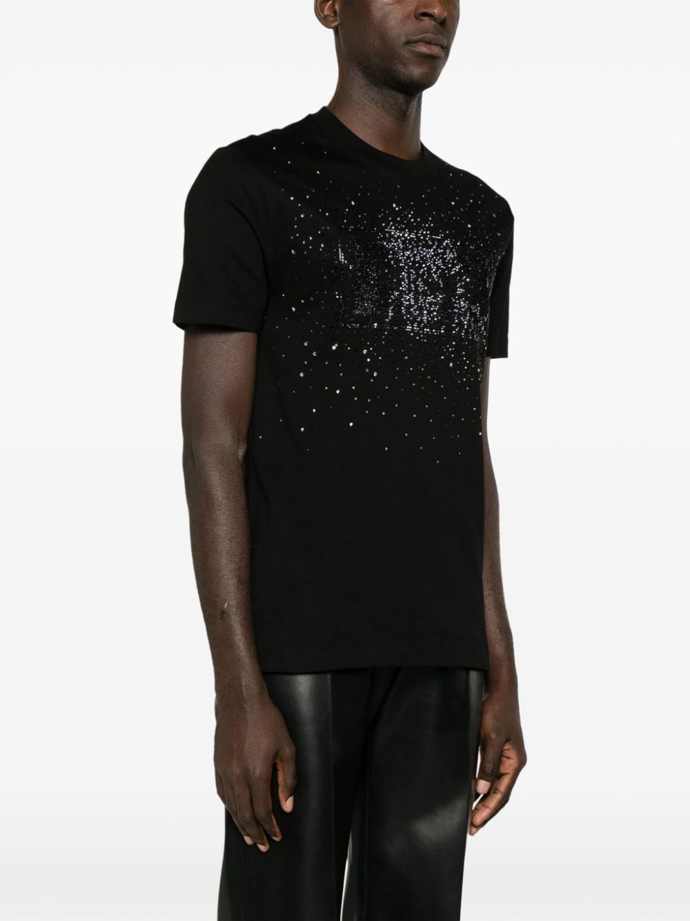 Shop Versace Logo-embellished Cotton T-shirt In Black