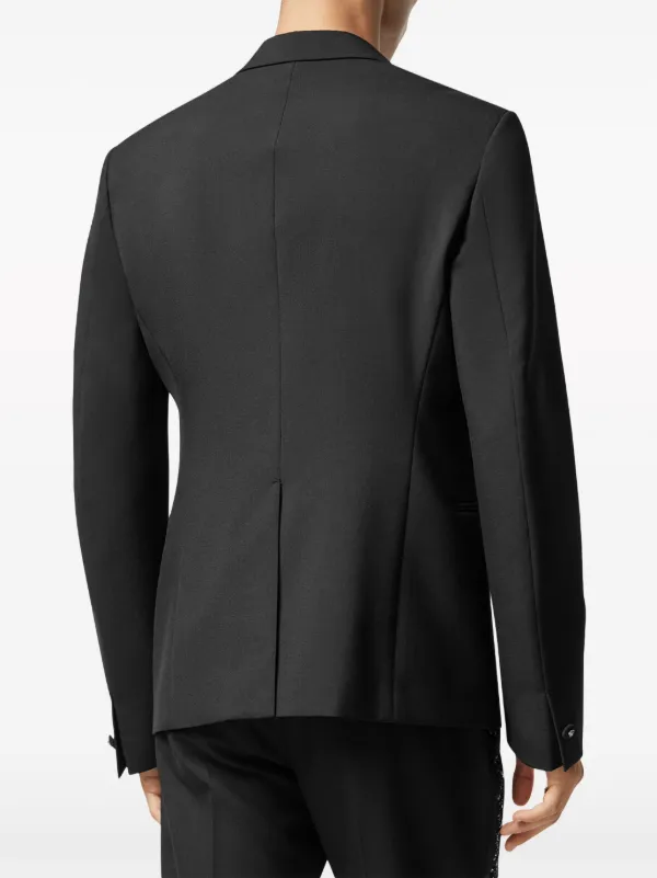 【送料&関税込】Versace Single-breasted Blazer Versace Versace Allover single-breasted Blazer | Black