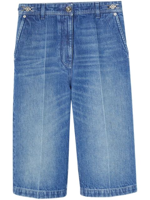 Versace pressed-crease cotton denim shorts 