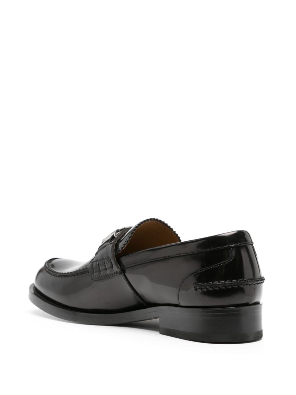 Shop Versace Greca Patent Leather Loafers In Black