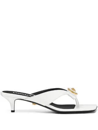 Versace Gianni 45mm Leather Sandals | White | FARFETCH