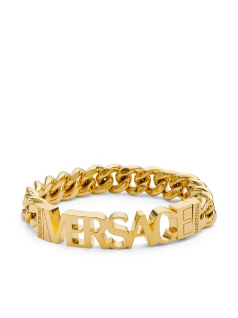 Versace logo-lettering polished-finish bracelet 