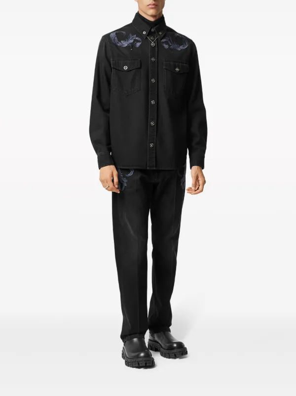 Versace バロッコ デニムオーバーシャツ | ブラック | FARFETCH JP