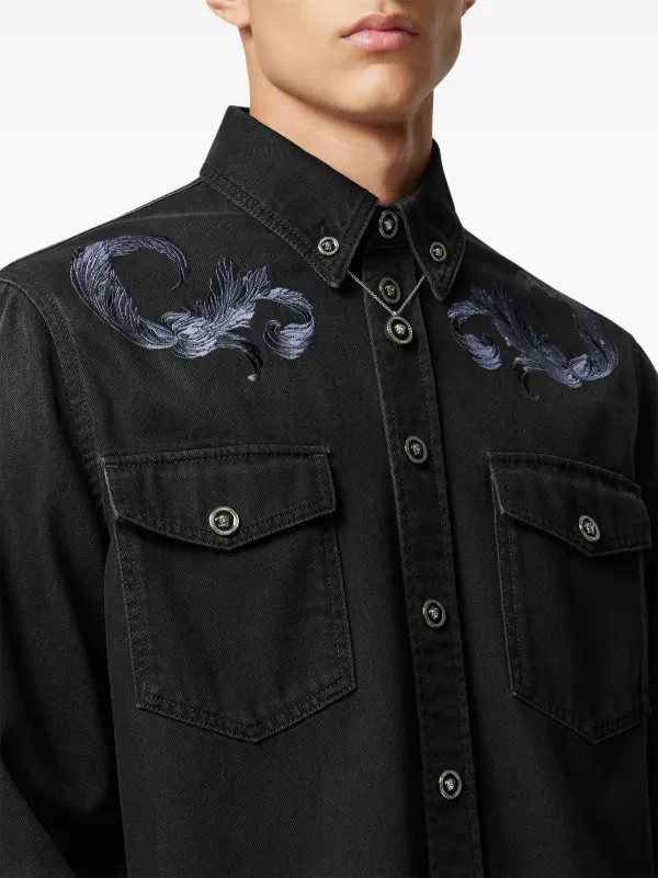 Versace バロッコ デニムオーバーシャツ | ブラック | FARFETCH JP