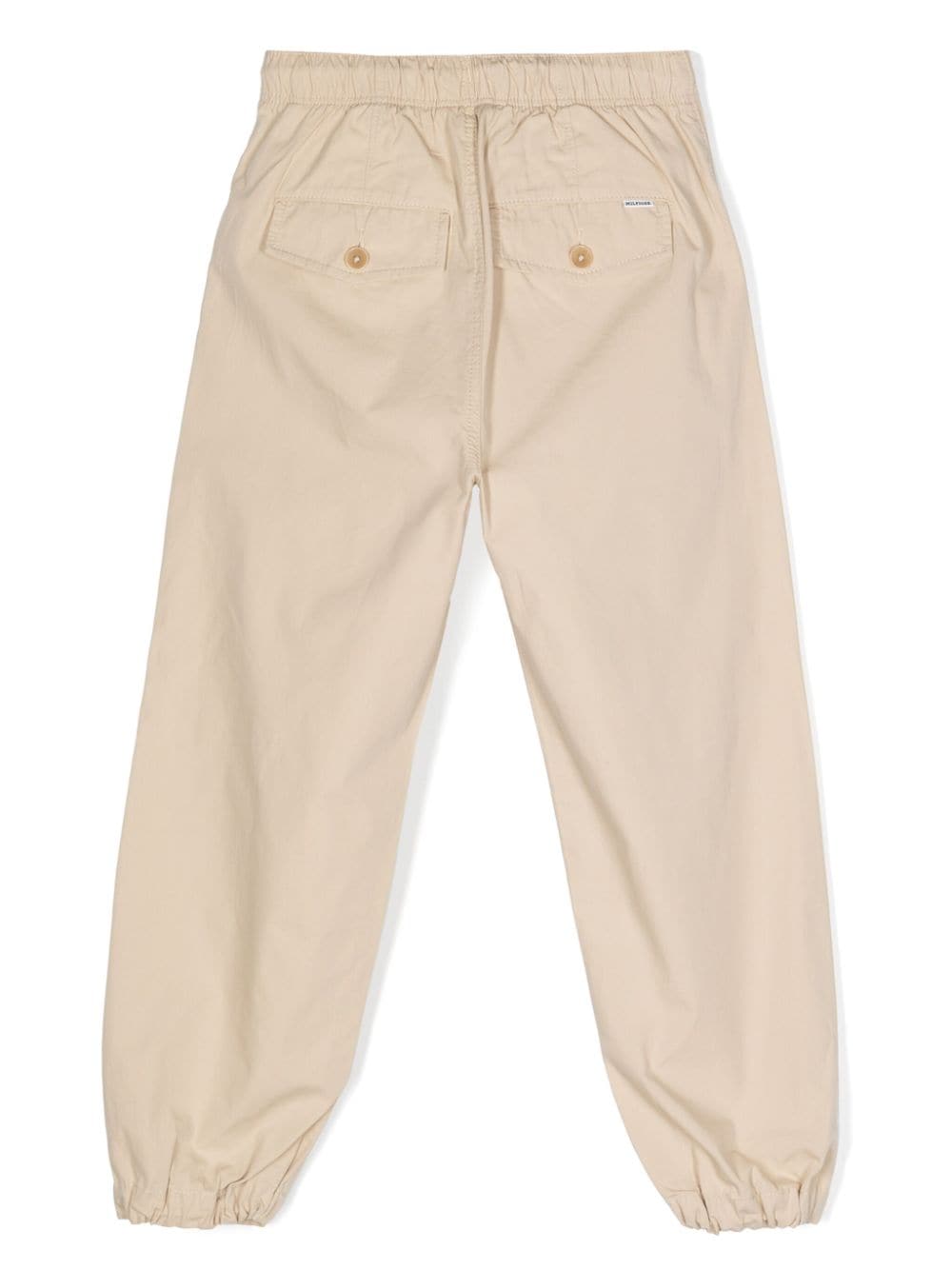Shop Tommy Hilfiger Junior Cotton Tapered Chino Trousers In Neutrals