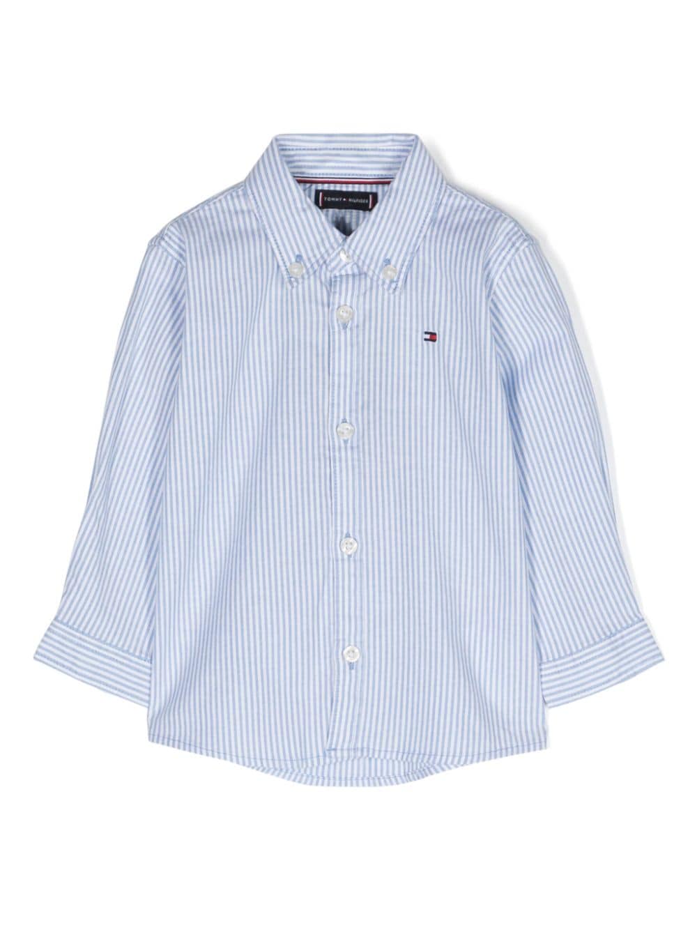 Tommy Hilfiger Junior Babies' Striped Cotton Shirt In 蓝色