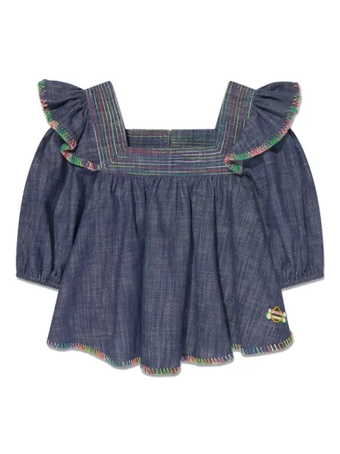 ZIMMERMANN Kids decorative-stitching denim blouse