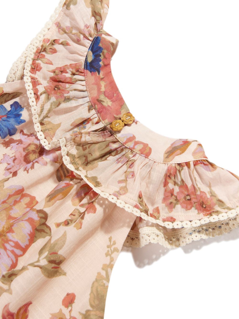 Shop Zimmermann Floral-print Cotton Dress In Neutrals
